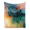 thumbnail image 1 of Night Ocean Soft Flannel Fleece Throw Blanket, Sea and Palm Trees Mountains Forest Background, Cozy Plush for Indoor and Outdoor Use, 50" x 60", Multicolor, by Ambesonne, 1 of 5
