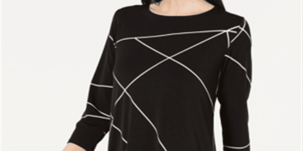 alfani black and white top