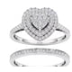 thumbnail image 1 of Anillo de compromiso de dos piezas con forma de corazón de melocotón y diamantes de moda europea y americana para mujer, 1 of 4