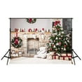 thumbnail image 2 of ABPHOTO Polyester 7x5ft Christmas Tree Backdrop Photography Brick Fireplace for Newborn Christmas Photo Studio Background, 2 of 3