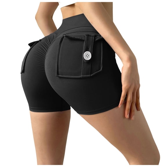 Tfken Women Shorts For Summer Solid Color Elastic Waist Shorts With Pockets Sportswear Casual Female Leisure Clothes Black