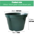 thumbnail image 2 of 10 Pack Green Plastic Planter Pots, 10 Inch Thick with Multiple Drainage Holes, for Herbs, Strawberries, Flowers - Indoor/Outdoor, 2 of 11