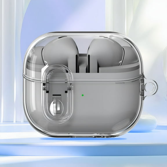 GJX Compatible Galaxy Buds 3 & Buds 3 Pro Case, Secure Lock Clear Case with Carabiner, Premium TPU Cover, Wireless Charging, for Men Women, Black