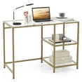 thumbnail image 1 of Gymax Computer Desk Tempered Glass Workstation Vanity Table w/ 2-Tier Storage Shelves, 1 of 10