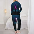thumbnail image 3 of Pajamas for Women Set - Human Hands Holds Pink Ribbon Awareness Comfy Long Sleeve Button Up Pajama Sets for Women 2 Piece, Soft Sleepwear Nightwear Pjs Lounge Sets for Women with Pockets, 3 of 6