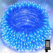 99FT 300 LED String Lights, Blue Fairy Lights Plug in, 16 Modes Transparent Blue Wire, 29V Low Voltage for Indoor Outdoor Christmas Wedding Party Decoration