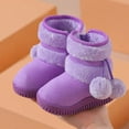 thumbnail image 4 of dazeni Girls Snow Boots Winter Mid Calf Booties Outdoor Ankle Warm Slip On Fleece Lined Lightwieght Shoes with Pompom, 4 of 4