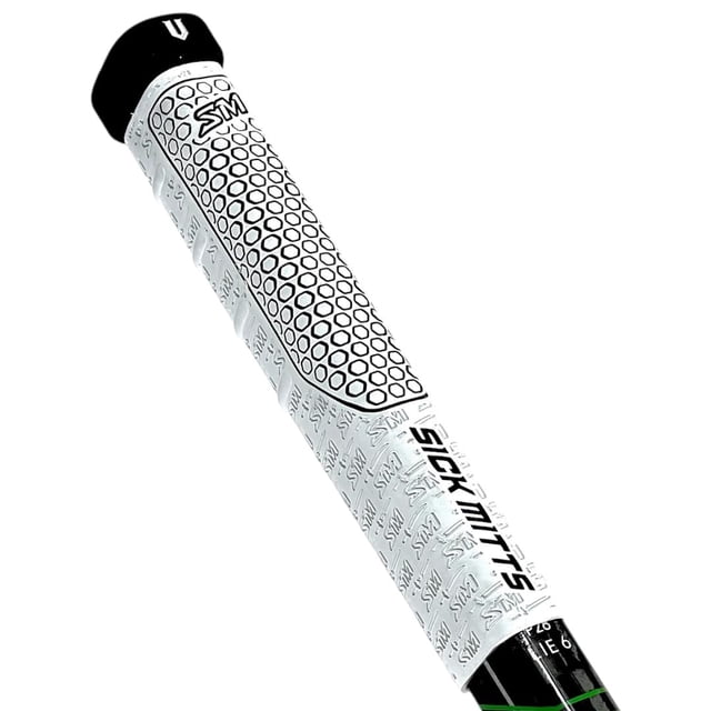 Grip de hockey SickMitts V-Grip blanco y negro de 19 cm