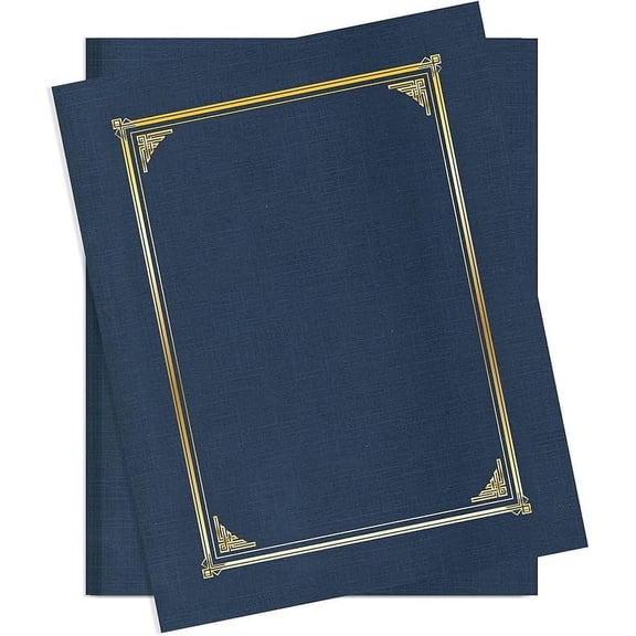 Geographics Classic Linen Document Covers, 12.5” x 9.75”, Holds Diplomas, Certificates and Pictures, Navy Bue, Pack of 25