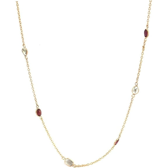 925 Sterling Silver Rose Gold Ruby Chain Necklace- Minimal Bezel Chain Necklace For Women- July Birthstone Necklace- Station Necklace Birthday Gift