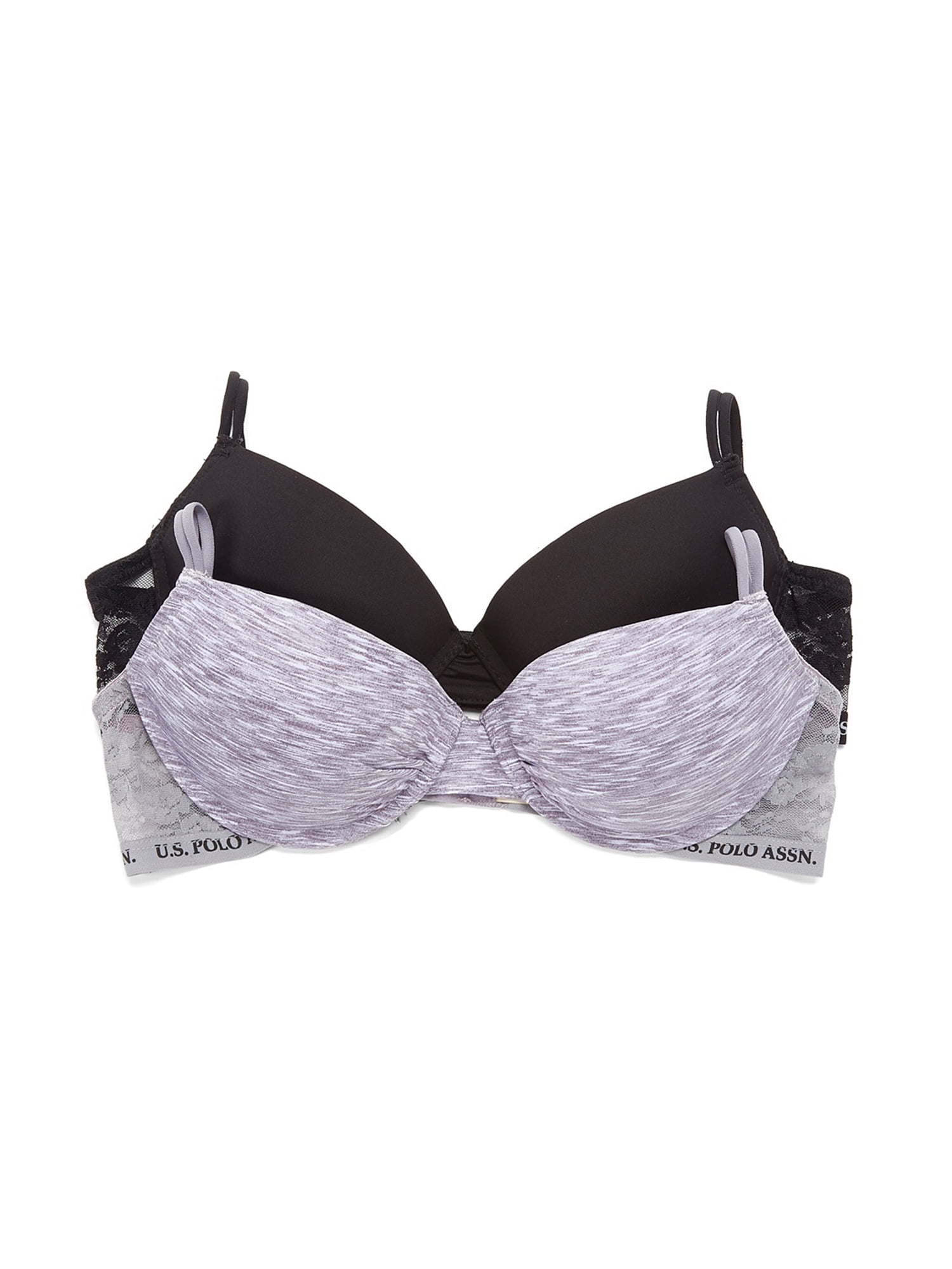 U.S. Polo Assn. Women's 2 Pack Microfiber Push Up Convertible Back Bra