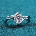thumbnail image 3 of JEWELIX 18K White Gold Plated Silver Halo Heart Cut 1.0 Carat Moissanite Ring, Female, Engagement Ring, Gift for her, Size 9, 3 of 7