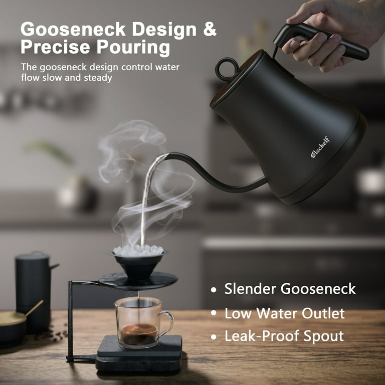  Electric Kettle, Gooseneck Kettle with 6 Various Temperature  Control, 304 Stainless Steel Inner, Pour Over Coffee Kettle, 1000W, 1  Liter, Grey: Home & Kitchen