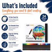 Pointer Premium Assorted Colors Oil Pastels 24 Count