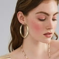 thumbnail image 4 of Chunky Gold Hoop Earrings for Women S925 Sterling Silver Post 14K Gold Plated Thick Tube Lightweight Hollow Hoops Earrings for Women, 4 of 6
