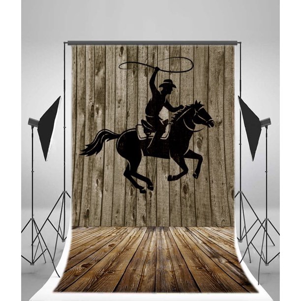 HelloDecor Polyester West Cowboy Backdrop 5x7ft Retro Wooden Wall Plank