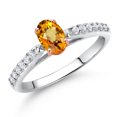 thumbnail image 2 of Gem Stone King 0.80 Ct Yellow Sapphire G/H Lab Grown Diamond 10K White and Rose Gold Engagement Ring, 2 of 4