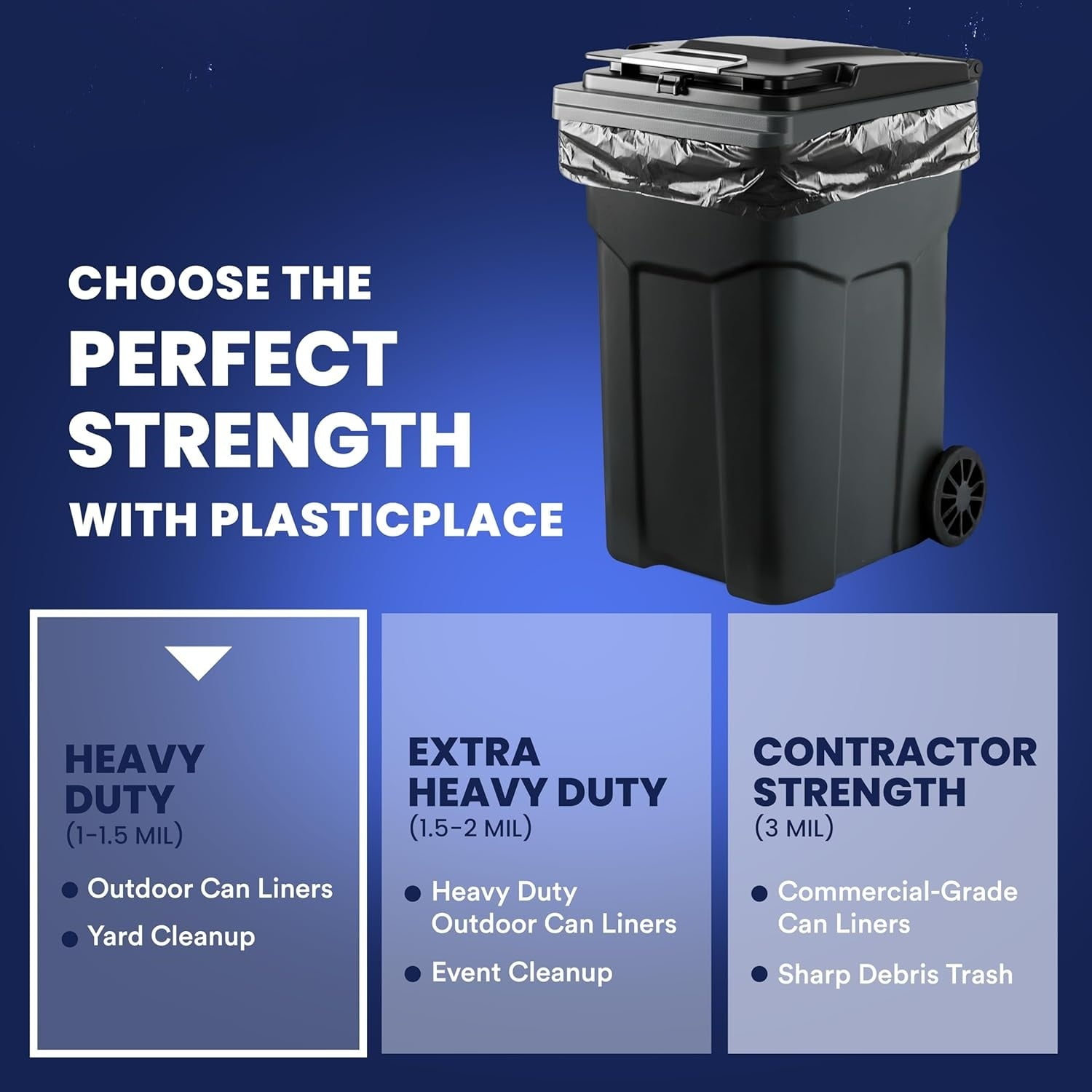 95-96 Gallon Heavy Duty Trash Bags, Garbage Bags, Puncture-Resistant, Fits Rollaway Cans & Drums, Durable Large Plastic Bags (50 Count)