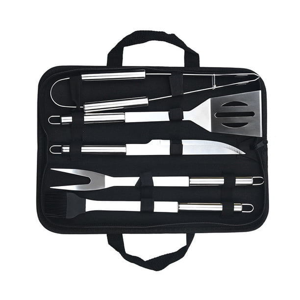 Soidarity Herramientas para parrilla de barbacoa, tenedor portátil de mano para barbacoa de acero inoxidable, pinzas reutilizables para acampar, Estufas de camping 5PCS Soidarity OD011055-02