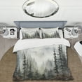 thumbnail image 2 of Designart "Misty Mountain Pinescape II" Floral Bedding Covert Set - Tree Pine Green Traditional Bed Set With 2 Shams, 2 of 6