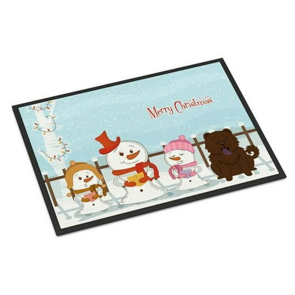 Merry Christmas Carolers Chow Chow Chocolate Door Mat