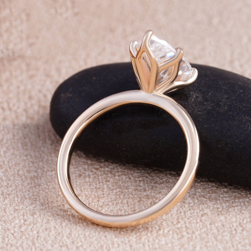 Cora Jewellery 2.5CT Tulip Floral Setting Pear Moissanite Solitaire Engagement Ring For Women , 10K Rose Gold