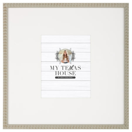 My Texas House Gray Beaded 18x18 Tabletop Picture Frame with White Mat for 8x10 Photo