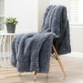 thumbnail image 2 of Chanasya Fuzzy Tusicon Faux Longfur Throw Blanket - Super Plush Cozy Warm Blanket for Sofa Chair Couch Bed and Living Room with Reverse Side Silky Velvet Mink Dark Gray Blanket (50"x65") Nimbus Cloud, 2 of 3