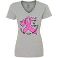thumbnail image 3 of Inktastic Love, Care, Cure Breast Cancer Awareness Pink Ribbon Women's V-Neck T-Shirt, 3 of 5
