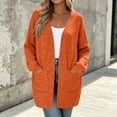 thumbnail image 2 of Fall Winter Cardigan for Women Long Sleeve Open Front Cardigan Casual Solid Color Coat with Pockets, 2 of 7