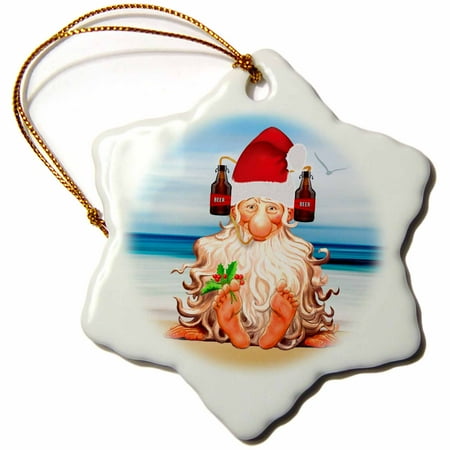 3drose funny beer lovers beach themed christmas with gnome in a drink hat snowflake ornament - Beach Themed Christmas Ornaments 3drose funny beer lovers beach themed christmas with gnome in a drink hat snowflake ornament - Beach Themed Christmas Ornaments
