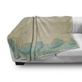 thumbnail image 3 of Ocean Waves and Clouds Soft Flannel Fleece Blanket, Grunge Vintage Design Water Silhouette Nautical Theme, Cozy Plush for Indoor and Outdoor Use, 60" x 80", Sand Brown Seafoam Cream, by Ambesonne, 3 of 6
