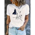 thumbnail image 2 of 1pc Women'S Casual Polyester Round Neck Short Sleeve T-Shirt with Floral Butterfly Print, Fashionable All-Season Comfort Fit Top, 2 of 8