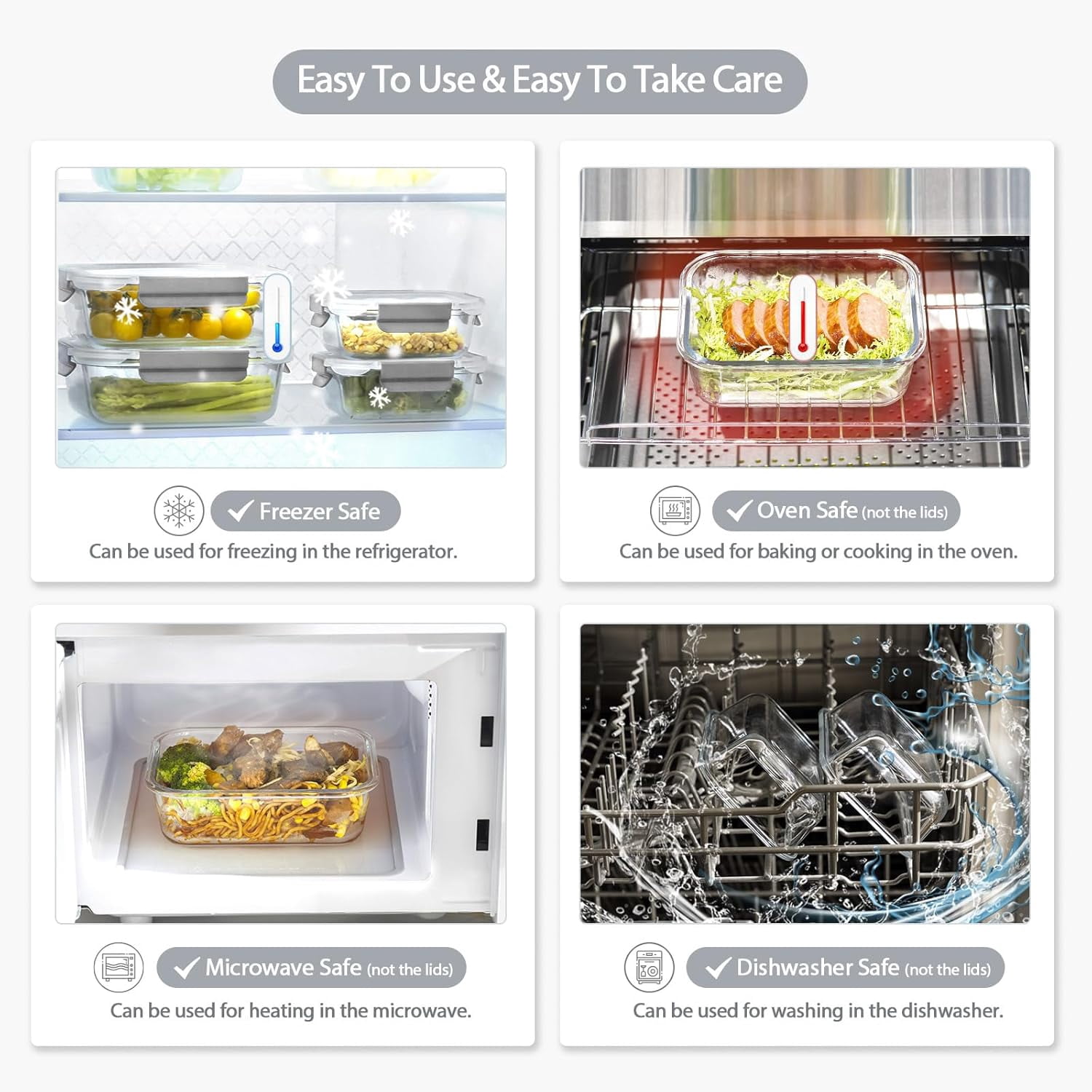 Glass Food Storage Containers with Lids Airtight, [10 Pack] Glass Meal Prep Containers, Glass Storage Container Set with Bpa-free Lid for Food, Glass Lunch Bento Box