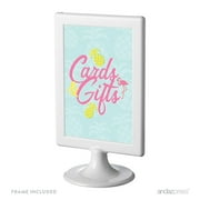 Birthday Framed Party Signs, Cards & Gifts, Pink Flamingo and Pineapple Party, 4x6-inch, Includes Frame