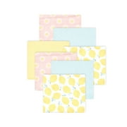Little Treasure Hudson Baby Girls Cotton Poly Flannel Receiving Blankets 7-Pack, Yellow Lemon Daisy, 30x30 inches