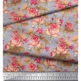 thumbnail image 3 of Soimoi Poly Georgette Fabric Check,Leaves & Rose Floral Printed Fabric 1 Yard 42 Inch Wide, 3 of 3
