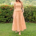 thumbnail image 3 of KDDYLITQ 2 Piece Sets for Women Summer Plaid Sleeveless Ruffle Hem Tops Flowy Skirts Matching Casual Outfits with Pockets Orange XL, 3 of 7