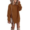 thumbnail image 1 of LUXUR Robe Chandail à Manches Longues pour Femmes, Unie, d'Hiver, à Enfiler, Marron G, 1 of 2