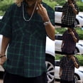 thumbnail image 6 of Men Casual Plaid Short Sleeve Loose Collared Button Down Shirt Streetwear Blouse, 6 of 11