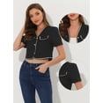 thumbnail image 2 of DARING DIVA Women's Contrast Trim Jacket Single Breasted Blazer XL Black, 2 of 6