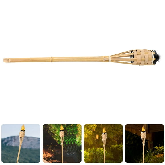 WRISTBIQUE Beige Bamboo Torch Outdoor Decorative Oil Lamp with Durable Design