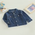 thumbnail image 3 of Toddler Boys Girls Denim Jackets  Fashion Long Sleeve Button Down Solid Color Jean Jackets, 3 of 7