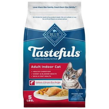 Blue Buffalo Tastefuls Dry Food, Adult Indoor Cat, Salmon and Brown Rice, 5-lb. Bag