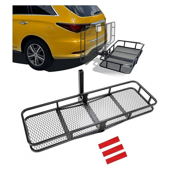 Hitch Rack 550lbs 60"x21"x6" Compatible with 2"x2" Hitch Receiver Van Truck Trailer Folding Rear Luggage Basket Hitch Mount Rack