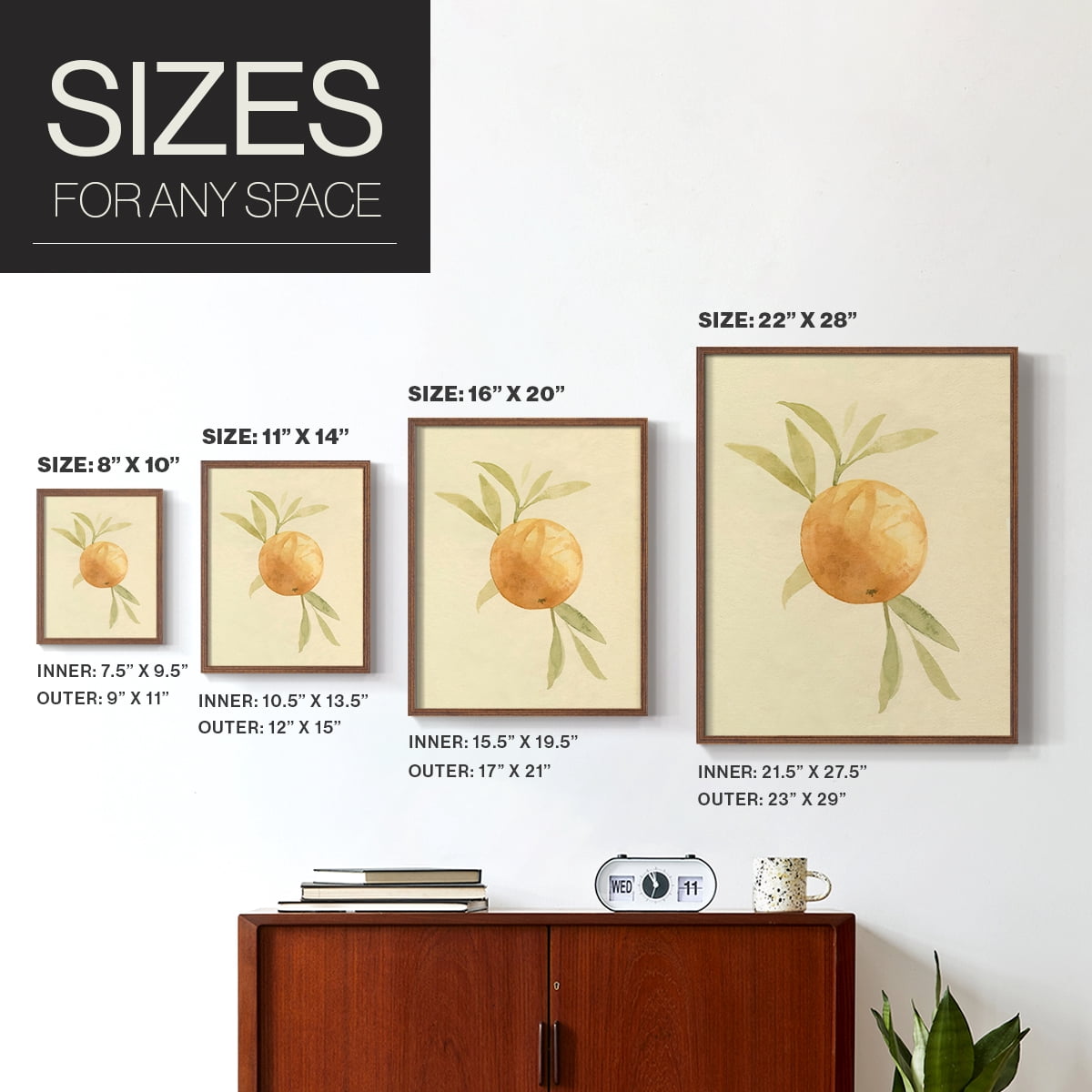 Dappled Oranges I Framed Print in Brown Solid Wood Framed Print No Nail Hanging