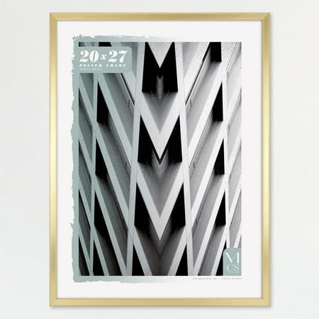 MCS Foundation 16x24 Poster Frame Traditional Brass, Vertical & Horizontal Wall Hanging Large Picture Frame for Photos, Posters & Art Prints (1-Pack)