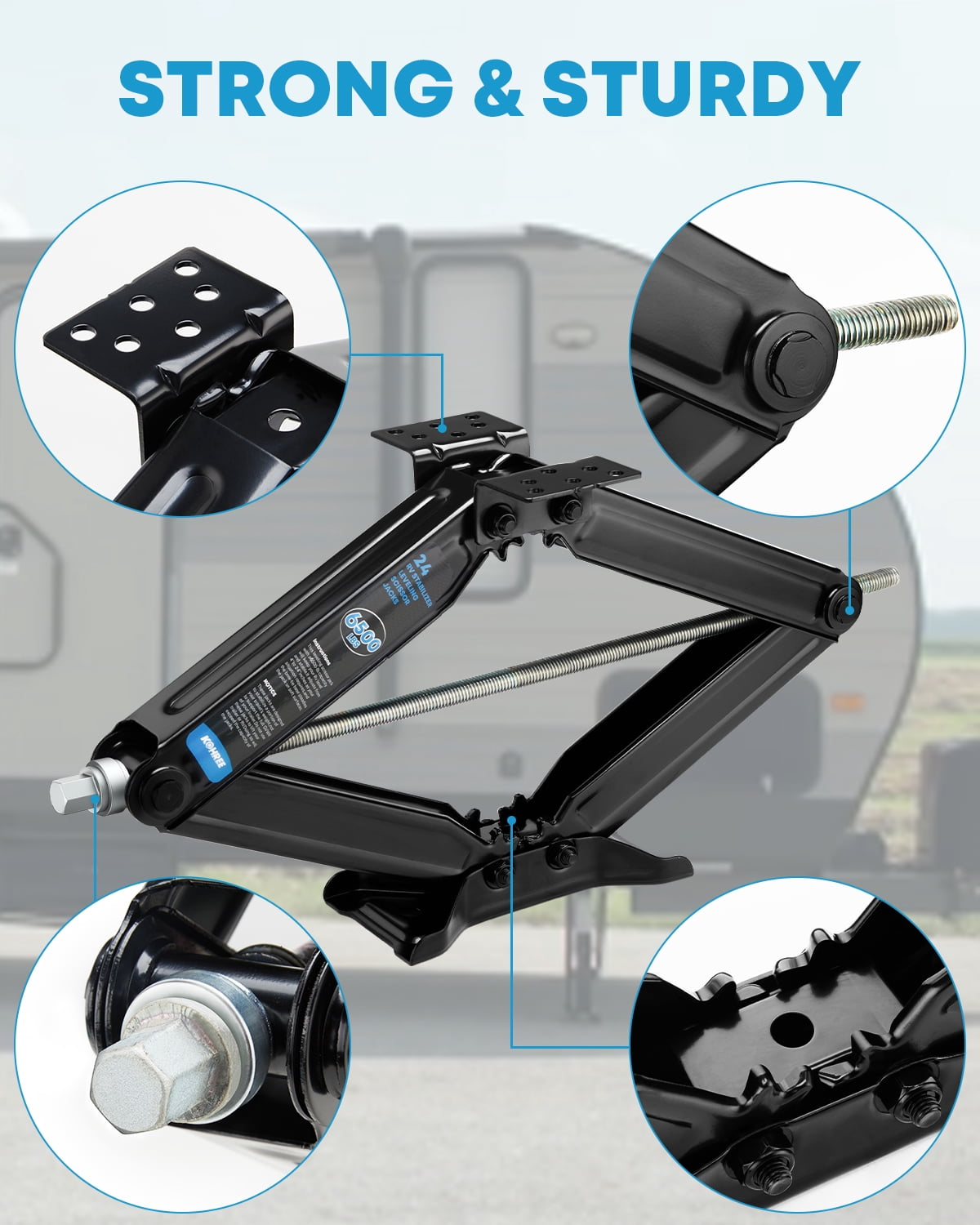 Kohree 24 in Camper RV Trailer Stabilizer Leveling Scissor Jacks with Handle and Drill Socket, 6500 lbs, Set of 2