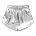 thumbnail image 4 of KVPLBQFD Faux Leather Metallic Shorts for Girls Shiny Dance Outfits Atletic Shorts Kids Trendy Cheerleader Gymnastics Shorts Summer Casual Clothes, 4 of 4