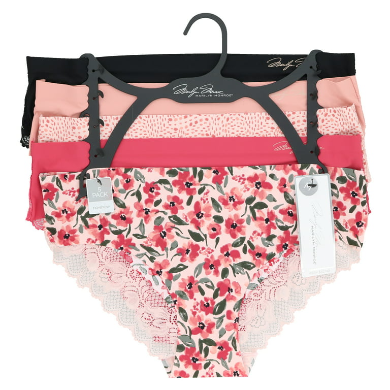 Marilyn Monroe Women's Sexy Lace Hipster Brief Panties 5 Pack - Hot Pink &  Black Floral - X-Large
